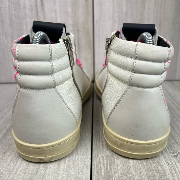 P448 Pink Crackle White Leather Skate Sneaker Shoes Women’s Size 8 EUR 38 - Picture 8 of 11